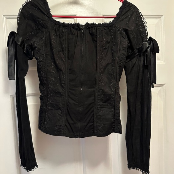 Tripp NYC Black Lace-Up Blouse - Picture 2 of 5